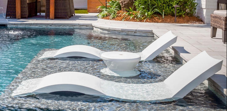 Ledge Lounger In Pool And Outdoor, Outdoor Furniture Swimming Pool